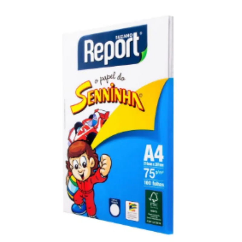 Papel Sulfite Branco Senninha Suzano Report A4 Pacote 100 Folhas 6257